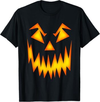 Fun Creepy Scary Pumpkin Jack O Lantern Face Halloween T-Shirt