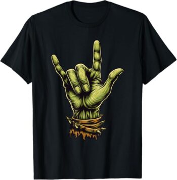 Fun Creepy Zombie Rock Hand Halloween T-Shirt