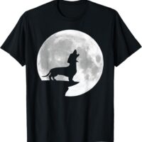 Fun Dachshund Howling Full Moon Halloween T-Shirt