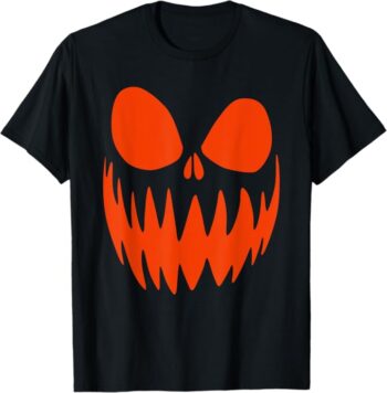 Fun Scary Spooky Pumpkin Jack O Lantern Face Halloween Tee Shirt