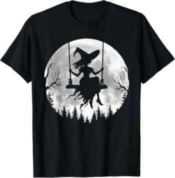 Fun Witch Moon Swing Halloween Creepy T-Shirt