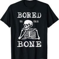 Funny Skeleton Bored Vintage Retro Style T-Shirt