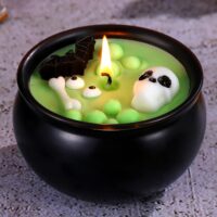 Halloween Witches Brew Cauldron Candles Halloween Decorations Gothic Skeleton Bat Eyeball Skull Candles Spooky Vintage Decor for Halloween Home Indoor Tables Gifts for Women Men