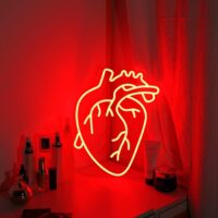 Human Heart Neon Sign USB Powered Neon Light Sign for Wall Decor, Neon Sign for Bedroom Dimmable Neon LED Sign, Neon Wall Light for Party Decoration Neon Heart Sign