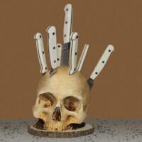 Skull Knife Holder for Kitchen Storage, Halloween Skull Decor Horror Kitchen Storage Knife Rack Kitchen Fruit Storage Rack Decoration, Scary Party Fruit Storage Rack Skeleton Decoration