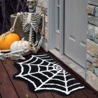 Spider Web Bath Mat, 31×20" Halloween Bath Mat Non-Slip Rugs Spiderweb Rug Machine Washable Goth Bath Mat Area Rugs Gothic Rug for Front Door, Bedroom, Living Home (Black)