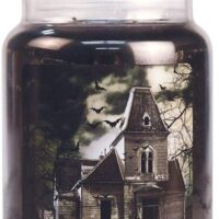 Village Candle Haunted Mansion Large Glass Apothecary Jar, Scented Candle, 21.25 oz., Black