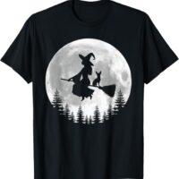 Fun Witch Chihuahua Broomstick Halloween T-Shirt