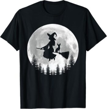 Fun Witch Chihuahua Broomstick Halloween T-Shirt