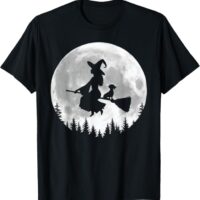 Fun Witch Dachshund Broomstick Halloween T-Shirt