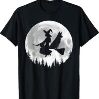 Fun Witch German Shepherd Broomstick Halloween T-Shirt