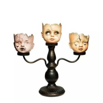 Gothic Noir Doll Head Candelabra