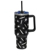 Metallic Ghost Face Knife Print Travel Tumbler with Straw - 40 oz.