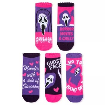 Ghost Face Pink No Show Socks - 5 Pairs