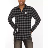 Black and Grey Ghost Face Flannel Shirt