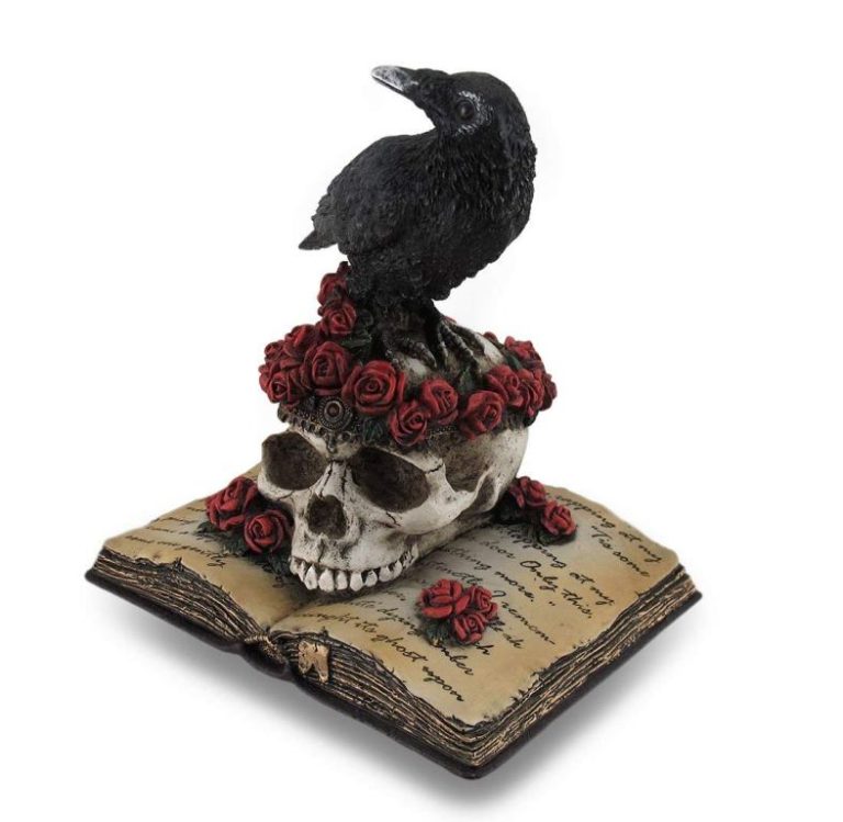 red raven resin statue