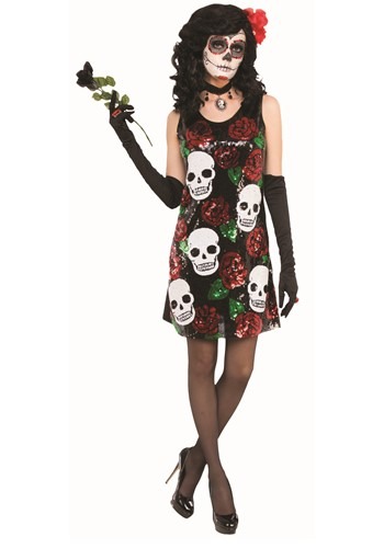 Women's Sequined Day of the Dead Dress - FOREVER HALLOWEEN